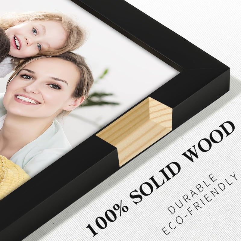 WUTL Picture Frames 6x6 2 Pack Made of Solid Wood Black for Wall Mounting and Tabletop Display - Image 2